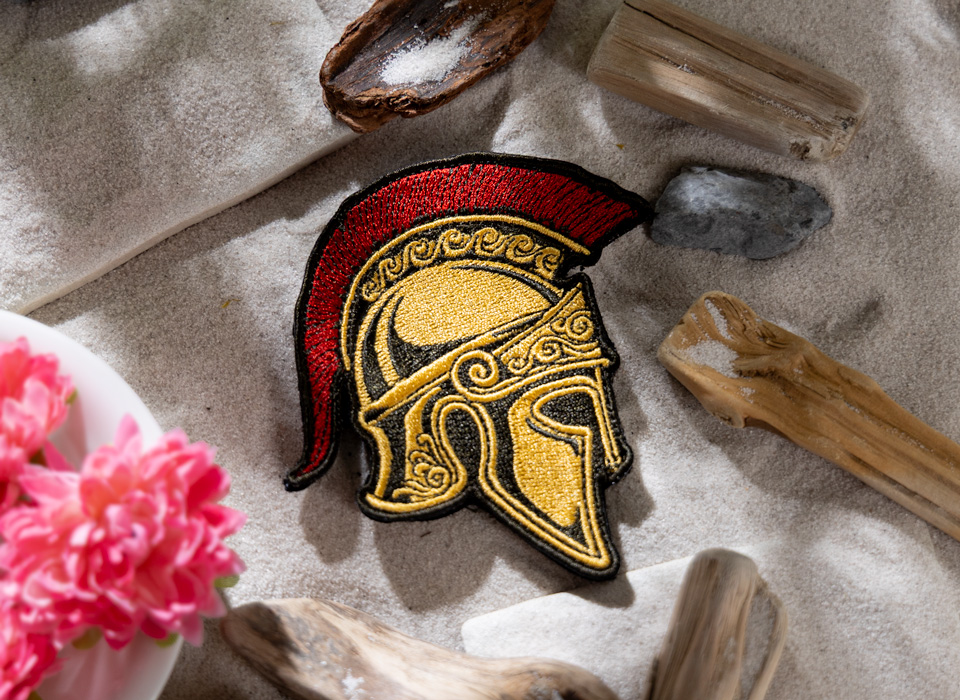 赤い飾り毛を備えた兜を描いたPDW Odysseus v2 Morale Patch